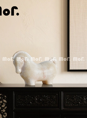 墨非 新中式抽象马摆件售楼处样板间会所博古架招财马装饰工艺品