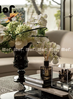 墨非 现代轻奢样板房家居客厅茶几套装摆件售楼处洽谈区花艺组合