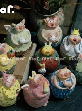 墨非 原创手工陶艺陶瓷动物摆件家居饰品儿童房卡通童趣装饰品