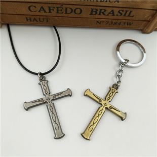 现货罪恶王冠恙神涯古铜色十字架吊坠项链动漫饰品钥匙扣挂件礼物