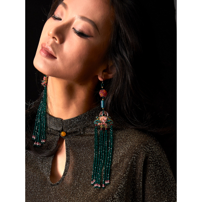 扶郎。限量原创《碧》琉璃耳饰