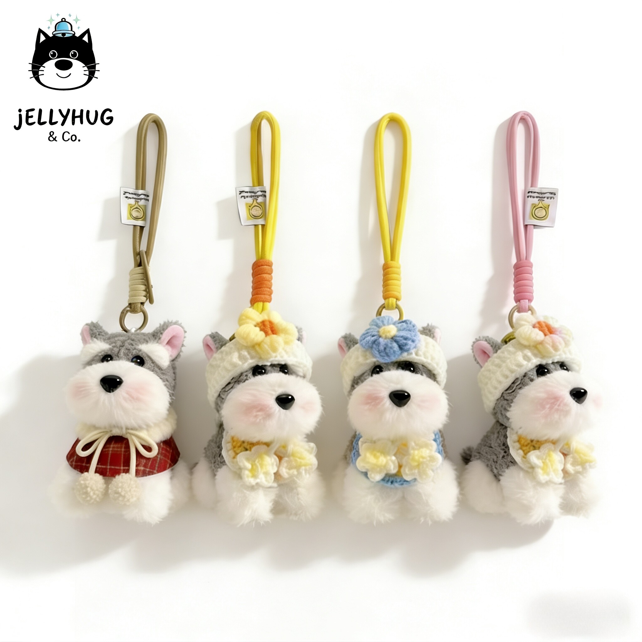 英国jellyhug可爱雪纳瑞小狗毛绒玩偶包包挂件书包挂饰配饰钥匙扣