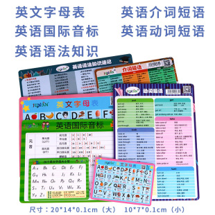 小学英语音标字母表初中英语语法知识速记卡动词介词短语墙贴卡片