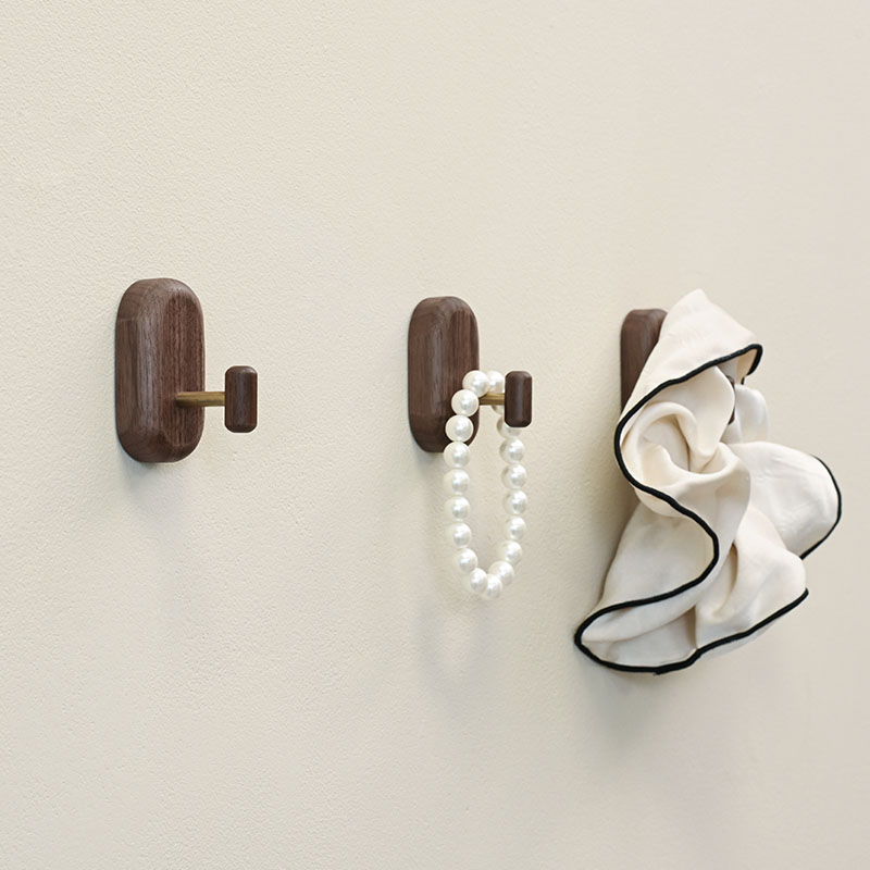 北美黑胡桃木实木免打孔挂钩