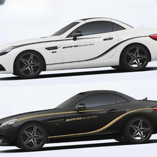 适用于奔驰SLC300车贴拉花SLC260 SLK改装跑车身运动装饰腰线贴纸