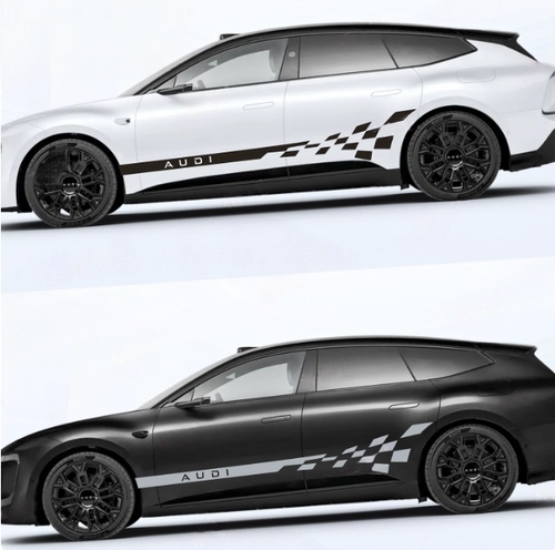 适用于奥迪E5 Sportback车贴拉花 个性改装车身格子侧裙装饰贴纸