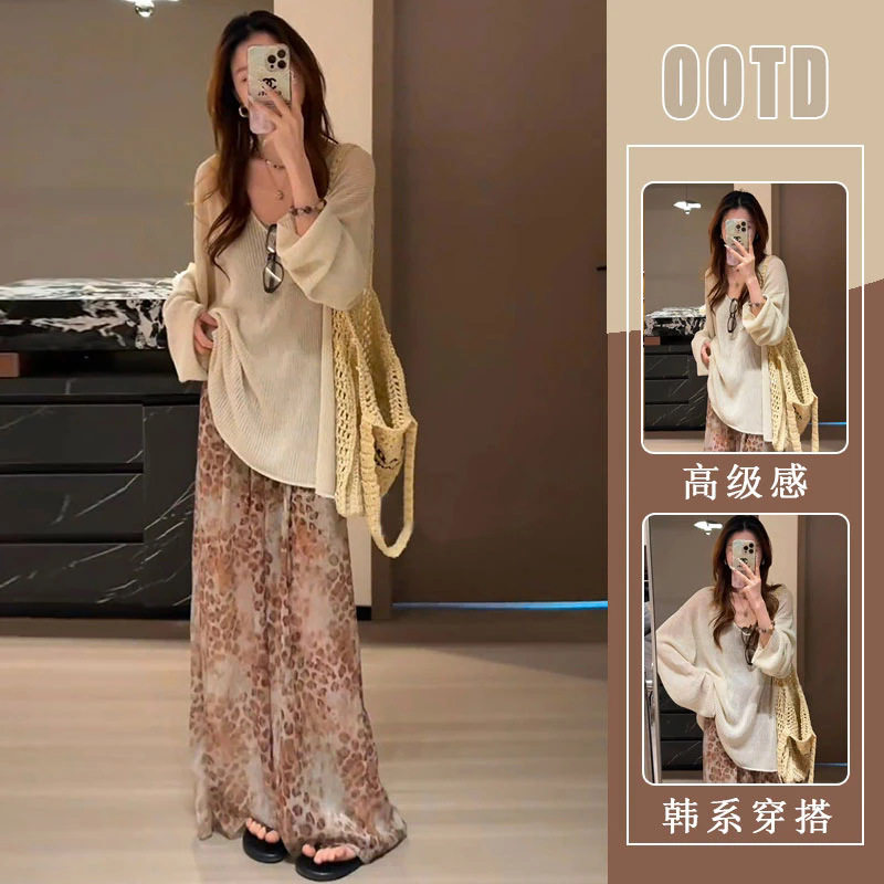 单件/2026夏季新款欧美阔腿休闲裤搭配慵懒风上衣韩系宽松气质潮