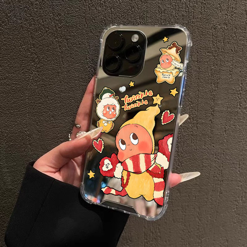 幸运星星人镜面手机壳适用iPhone17promax可爱苹果1613高级OPPOReno14镜子三星S25华为P80VIVO小米15一加ACE3