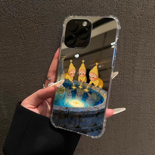 许愿池星星人手机壳适用iPhone17pro max镜面苹果16pro好运1312OPPOReno14招财三星S25暴富华为P80VIVO小米15