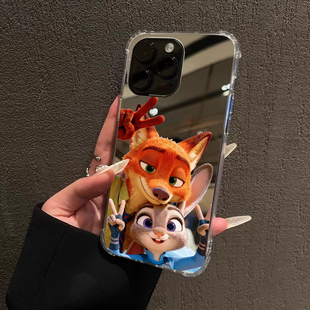 疯狂动物城2手机壳适用华为P80荣耀400镜面一加ACE3Mate60狐狸和兔子苹果17OPPOReno13VIVOS20小米14三星S25
