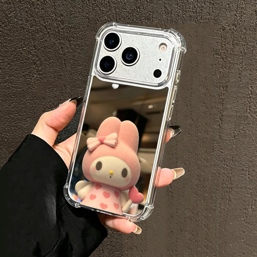 少女粉美乐蒂公仔手机壳适用华为Pura X View镜面华为Mate60pro可爱苹果18iPhone17软交OPPOReno1413三星S25