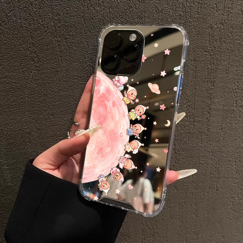 可爱卡通星球手机壳适用华为P90promax闺蜜款华为Mate60苹果17proOPPOReno16镜面VIVOS60星星人小米14三星S25