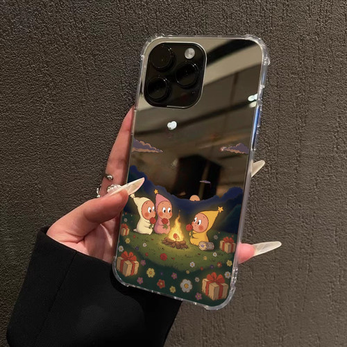 圣诞节篝火之夜星星人手机壳适用iPhone17promax镜面苹果1613OPPOReno14镜子三星S25华为P80高级VIVO小米15