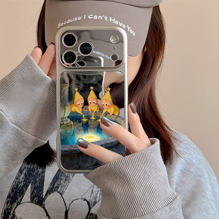 可爱许愿池星星镜面手机壳适用苹果iPhone17pro max补妆镜子苹果16好运15情侣款13可爱14pro潮牌12情侣XR女XS