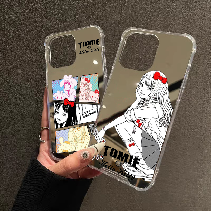 富江联名HelloKitty猫咪华为Pura70苹果15pro手机壳华为mate60vivox100s动漫opporeno12小米14镜面一加ace3女