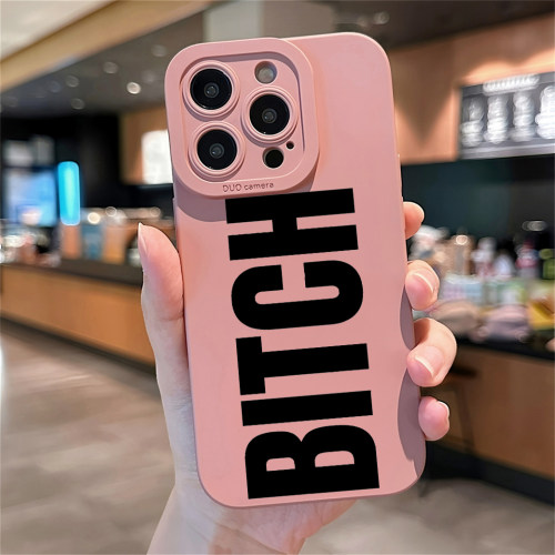 迪丽热巴同款手机壳适用华为P90pro max趣味英文BITCH字母Mate60苹果17OPPOReno15潮牌VIVOS20小米14三星S25