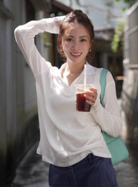 韩系宽松百搭女薄款长袖POLO衫
