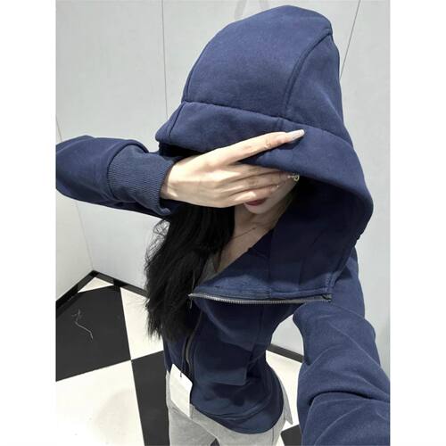 2026早春修身收腰连帽卫衣女