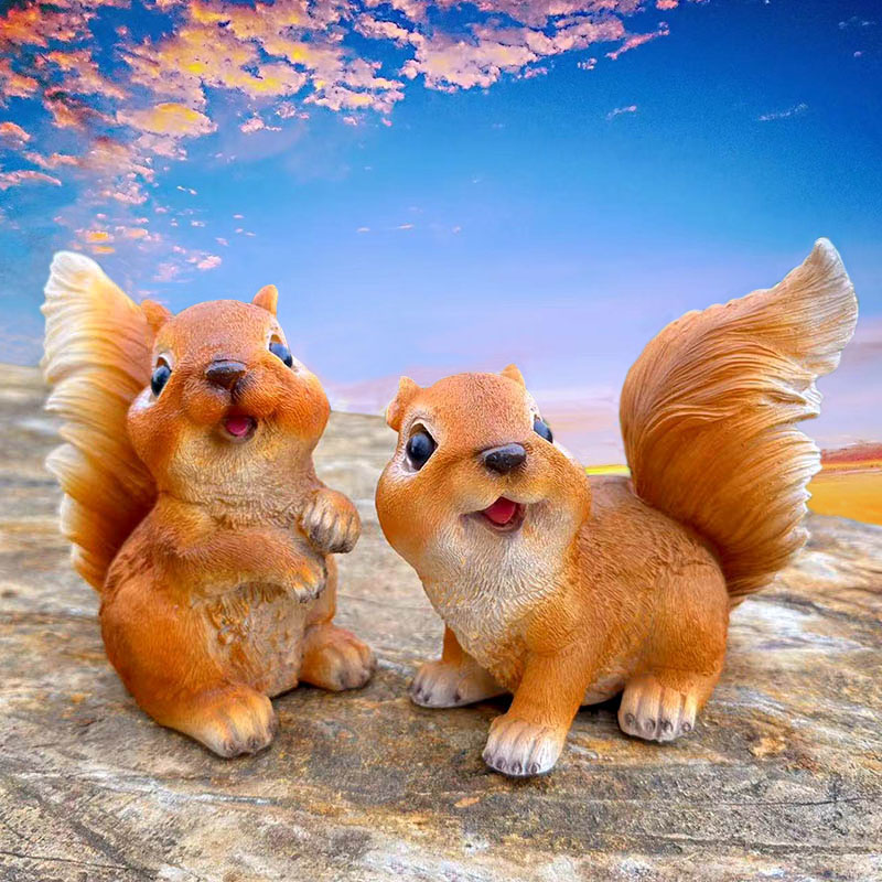 创意花园小松鼠摆件草地仿真动物