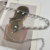 珍珠腰链女士甜美装 饰流苏腰带连衣裙配饰简约风珍珠吊苏腰链配饰