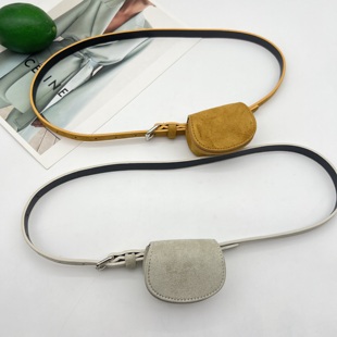 绒面腰带小包包女迷你小腰包装饰配裙子毛衣牛仔裤腰间细皮带配饰