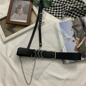 单肩带腰带百搭装 风配牛仔裤 饰黑色皮带背带可拆卸女 军装 2025新款