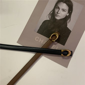 复古皮带女士西裤 带 腰带双面C扣金扣轻奢小众裤 百搭真皮新款 窄版