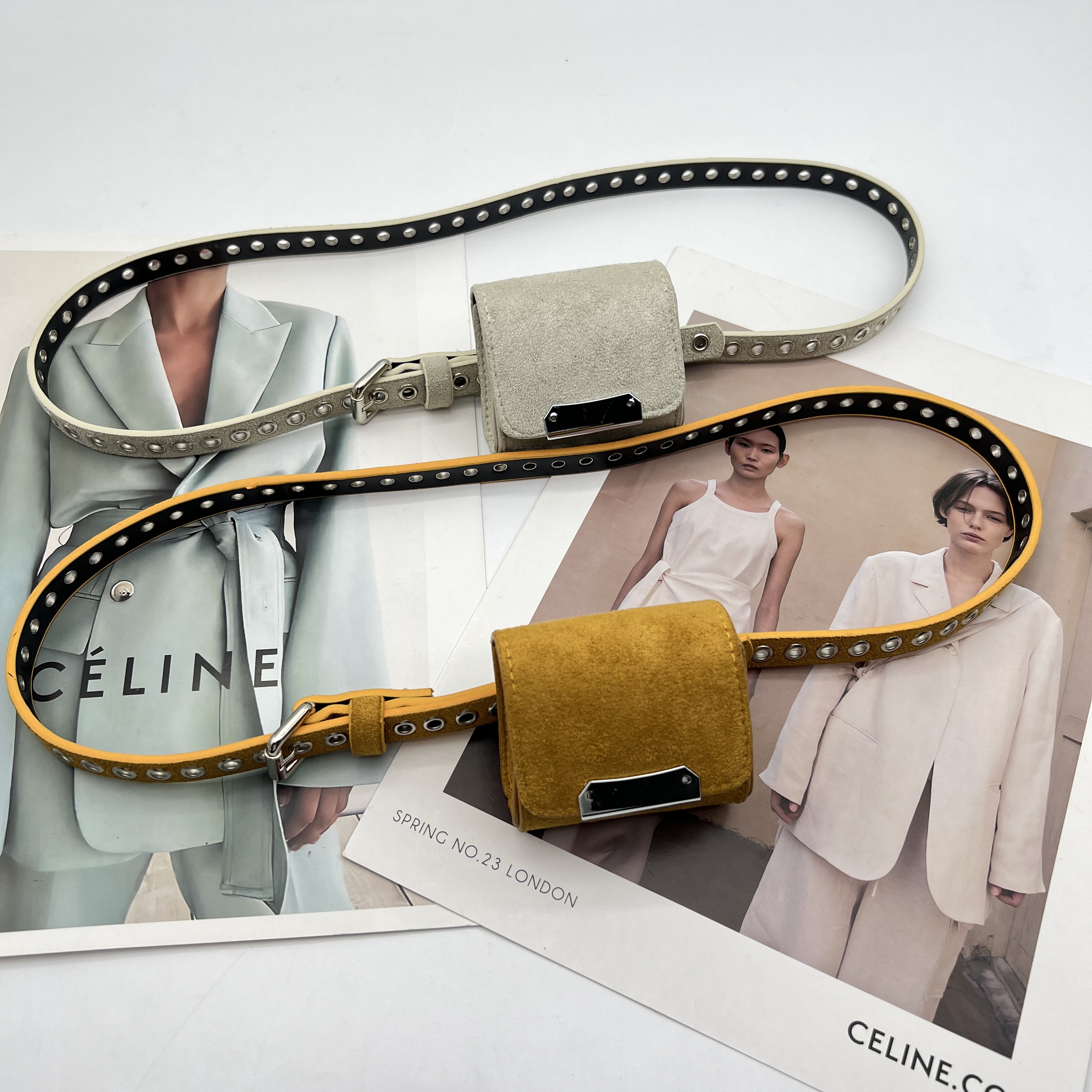 绒面腰带小包女配裙子迷你小腰包