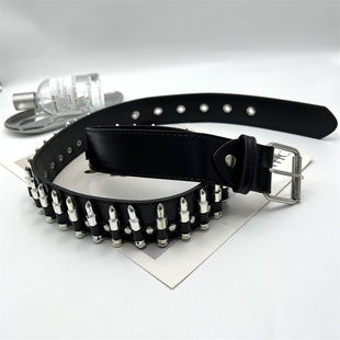 左元杰同款小众朋克哥特暗黑子弹腰带牛仔裤潮流辣妹个性皮带男女