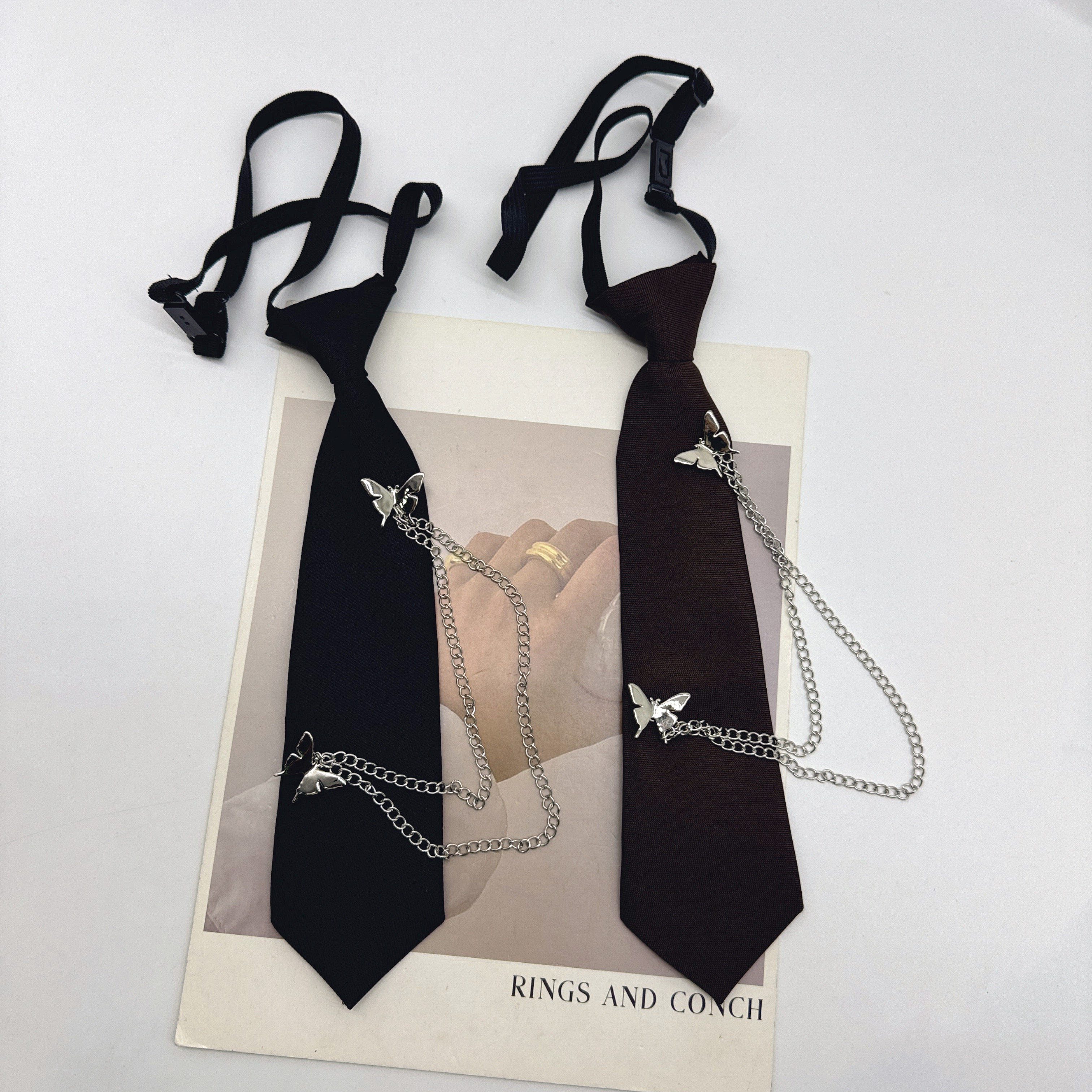 蝴蝶装饰链子流苏风领带女黑色免打懒人领带ins风网红ins潮,服饰配件/皮带/帽子/围巾,领带,淘宝优惠券,粉丝福利购,淘宝优惠卷