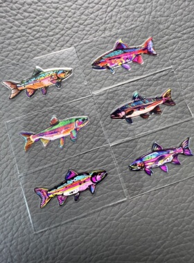 路亚贴纸 汽车鱼贴纸 路亚竿渔轮防水转印贴纸 鳟鱼马口虹鳟贴纸