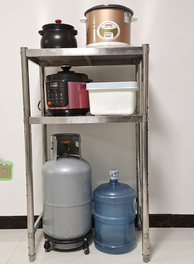 不锈钢厨房置物架二层高煤气罐架灶台架洗衣机锅架收纳架储物双层