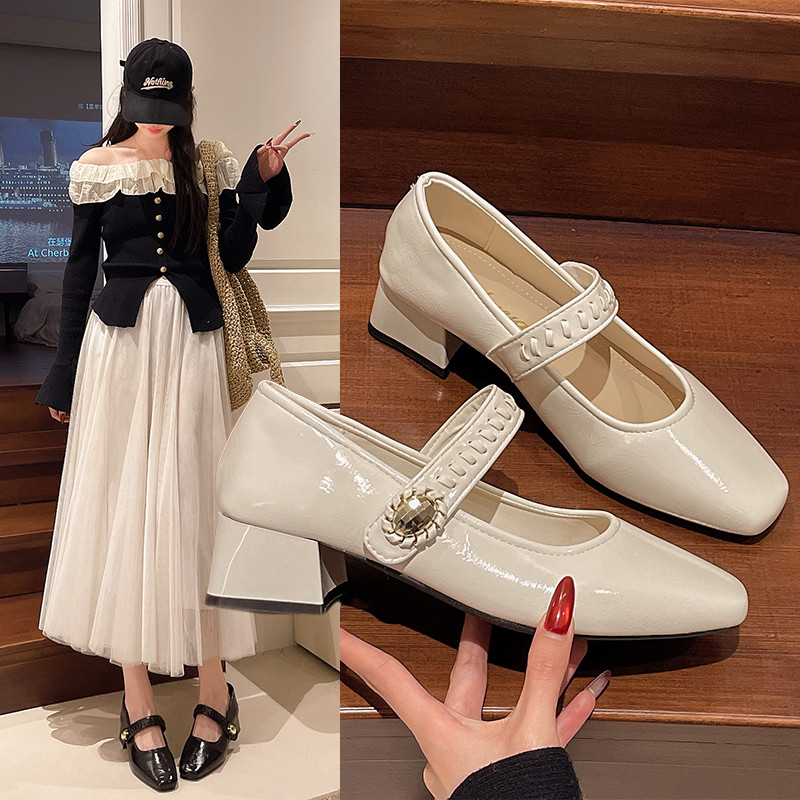 法式玛丽珍女鞋2026新款春季配裙子浅口中粗跟单鞋魔术贴高跟女鞋,女鞋,玛丽珍鞋,淘宝优惠券,粉丝福利购,淘宝优惠卷