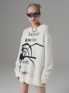 TEAMGEEK 2021FW PART2 毛绒毛衣蜘蛛提花宽松慵懒风加厚针织衫