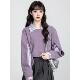 紫色假两件长袖 上衣女秋季 巨好看miu系穿搭独特漂亮松弛感卫衣T恤