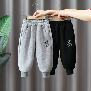 男童裤子秋冬儿童加绒运动裤冬季宝宝洋气男孩一体绒加厚卫裤帅气