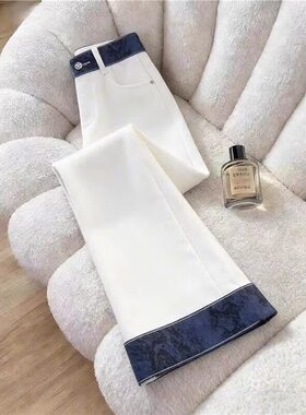 ZY628ZM春秋复古水洗白色高街微喇叭牛仔裤男女夏潮牌宽松休闲