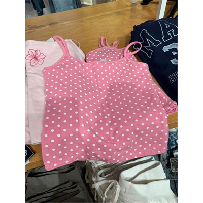 ZY89ZM720辣妹新款百搭休闲背心纯欲粉色波点吊带背