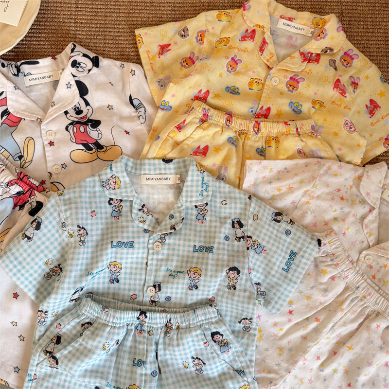 儿童套装2026夏季新品男女童卡通满印家居服宝宝休闲两件套