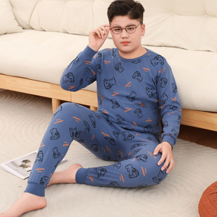 天城客胖童男女秋衣秋裤加肥加大纯棉套装中学生大童秋冬打底内衣