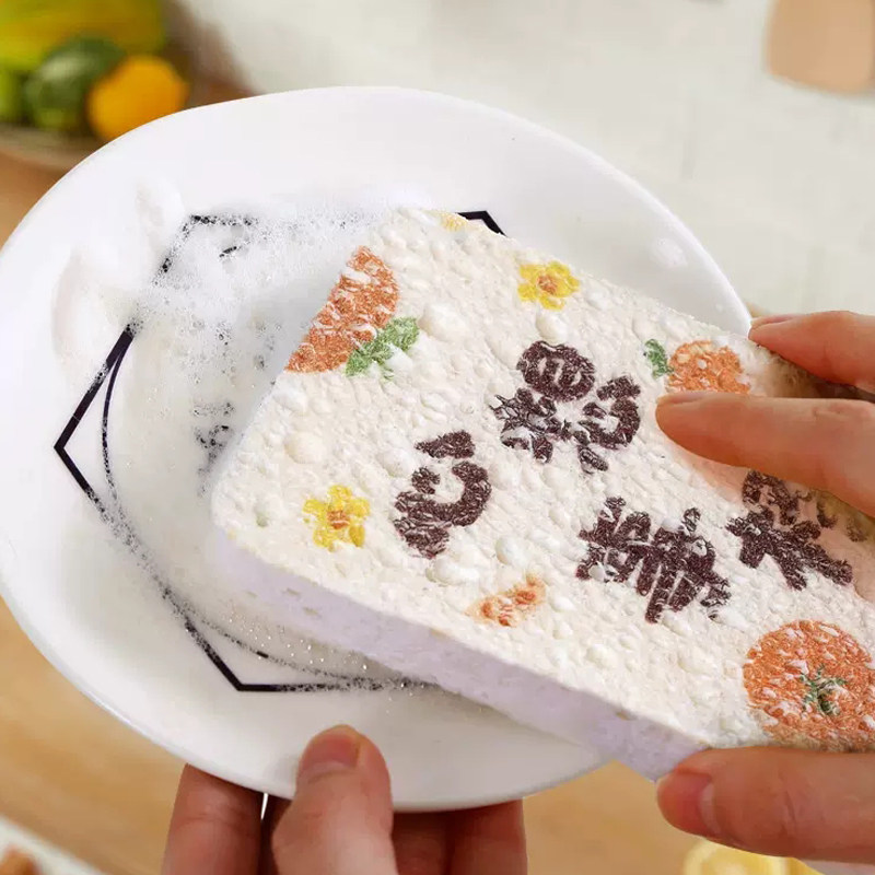 压缩木浆棉海绵擦厨房天然木桨不沾油洗碗神器木棉浆刷碗布抹布巾