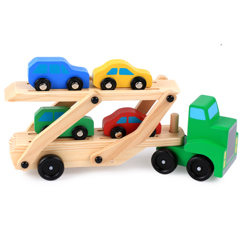 Wooden double deck car model wooden master car give little boy children wooden car toy car model ornaments