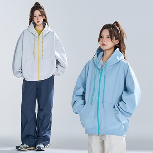 2025优续连帽卫衣开衫男女款秋季潮牌短款撞色外套