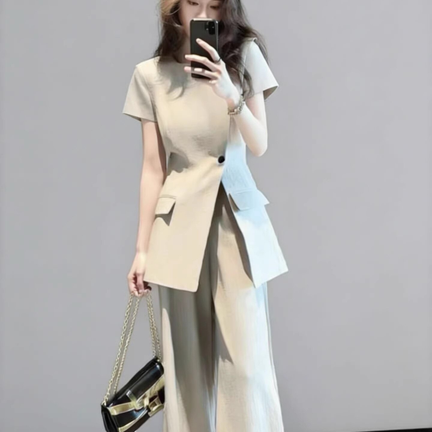 大码薄款短袖西装外套女胖mm韩系夏季新款职业装西服套装2661