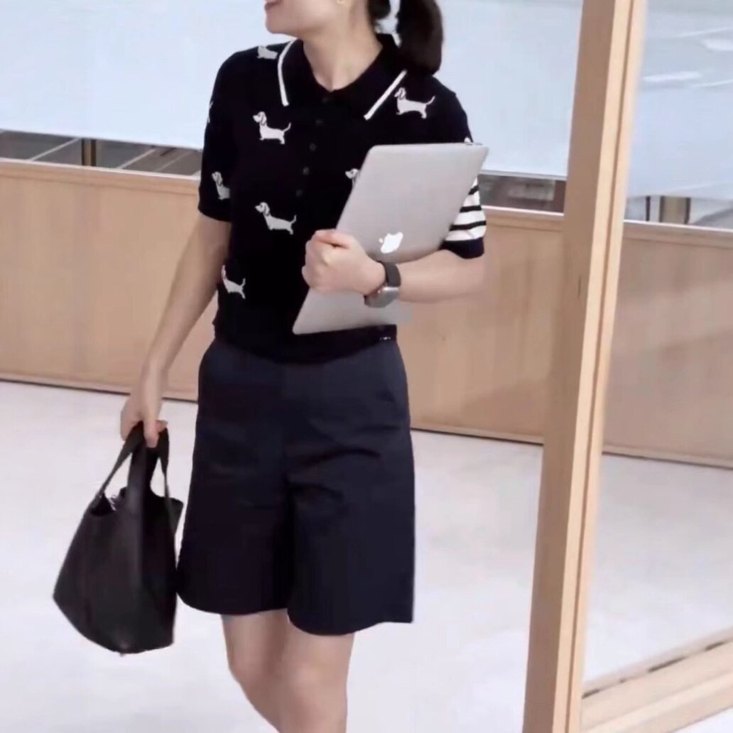 660517大爱美依缘2025夏季新款学院风翻领POLO短袖上衣高腰短裤潮
