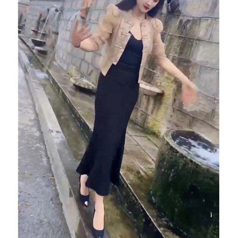 24118大爱美依缘2025夏季新款新中式盘扣外套搭配长款连衣裙女潮