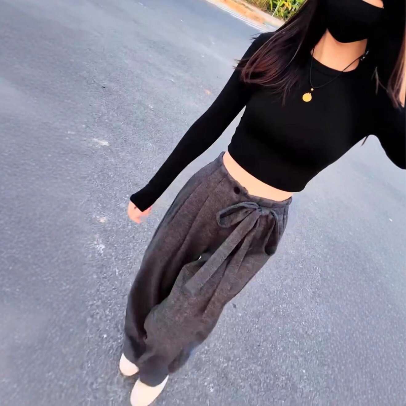 25005大爱美依缘2026早春新款净版修身打底衫慵懒宽松阔腿裤女装