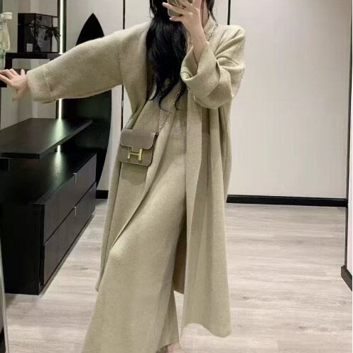 PH51916大爱美依缘2025秋季新款韩系名媛长款连衣裙开衫两件套女