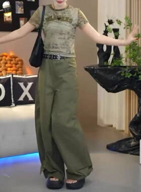 25579大爱美依缘2025夏季新款洋气字母修身显瘦上衣休闲工装裤女