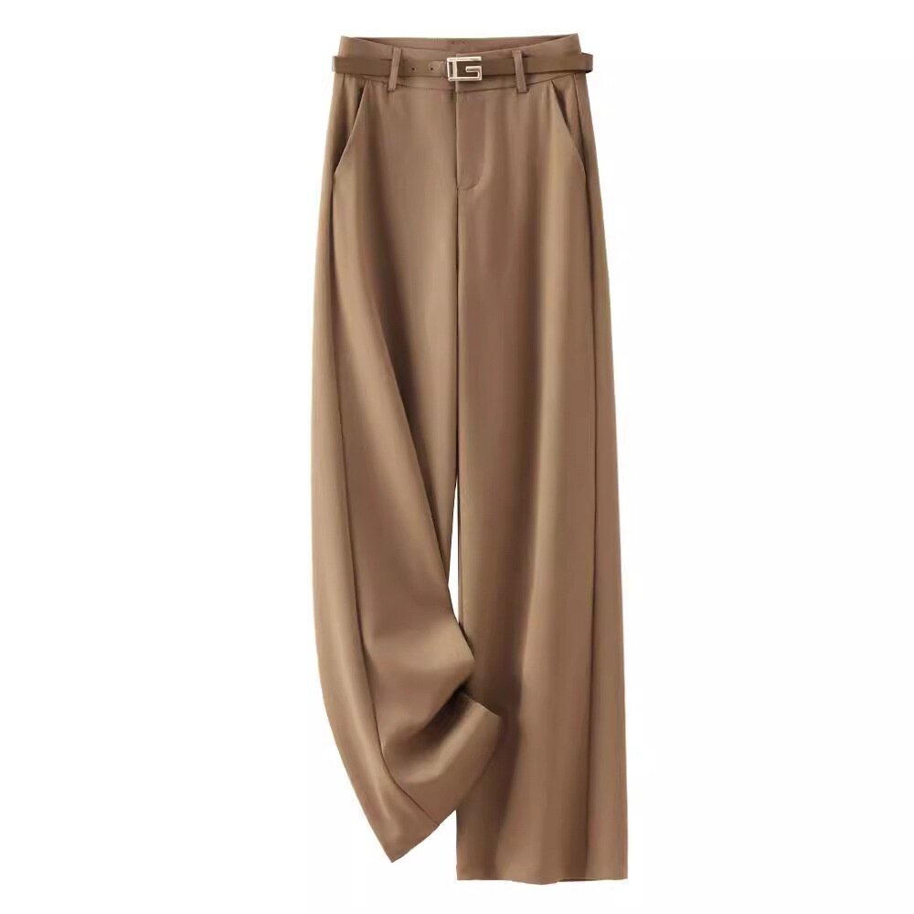 咖色阔腿裤女2025春秋新款西装裤高级感垂感休闲夏季窄版直筒裤子